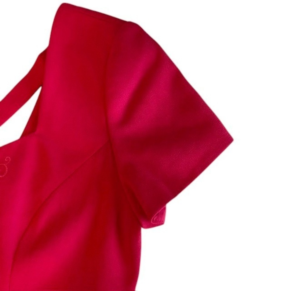 Women's Vintage Liz Claiborne Dress Pink Embroidered w/Slit X-Back Detail Size 8 - Picture 12 of 16